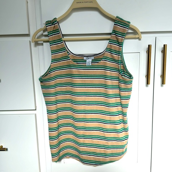 St Patricks Day Striped Green Tan Tank Top - Picture 1 of 3